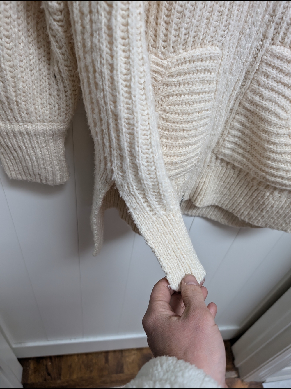 Pilcro Cozy Cream Zip-Front Knit Sweater, Medium - Picture 5 of 7